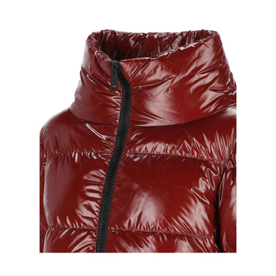 Piumino Donna Bordeaux con collo ampio e zip frontale 