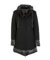 Giubbotto Donna in lana, con inserti in nylon e cappuccio