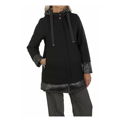 Giubbotto Donna in lana, con inserti in nylon e cappuccio