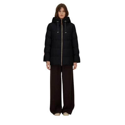 Giubbotto Donna con trama bi-stretch Nero modella frontale