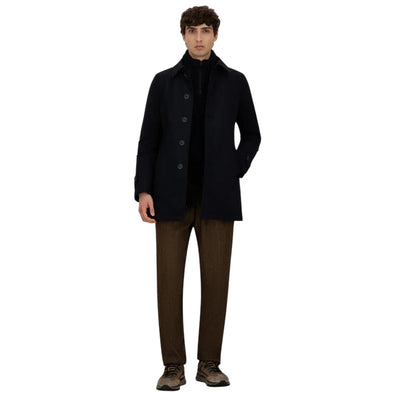 Trench Uomo con collo a camicia Blu modello frontale