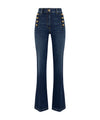 Jeans Donna in denim misto cotone con bottoni laterali decorativi