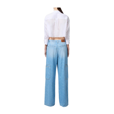 Jeans Cargo Donna con tasconi  modella intera retro