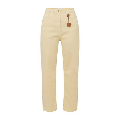 Jeans Donna in cotone tinto con charm Giallo