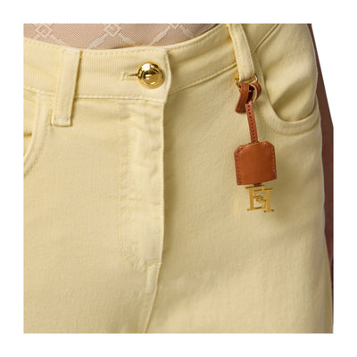 Jeans Donna in cotone tinto con charm Giallo dettaglio