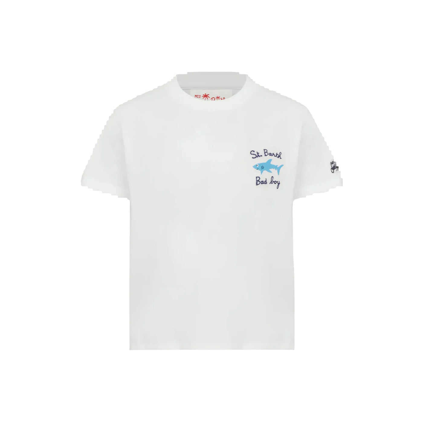 Acquista subito la T-shirt Bambino, in puro cotone, maniche corte e logo ricamato sul petto, firmata, Saint Barth su Old England: vieni a scoprire tutta la collezione sul nostro sito