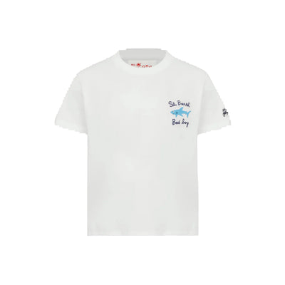 Acquista subito la T-shirt Bambino, in puro cotone, maniche corte e logo ricamato sul petto, firmata, Saint Barth su Old England: vieni a scoprire tutta la collezione sul nostro sito
