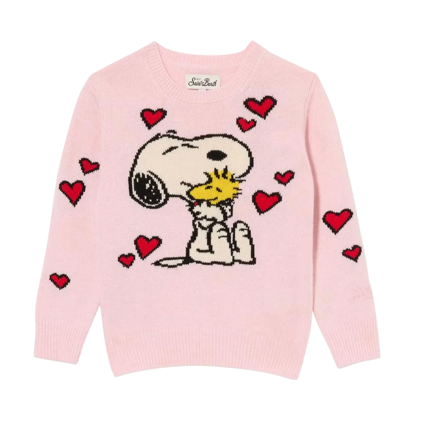 Maglia Junior Rosa, girocollo con stampa Peanuts love