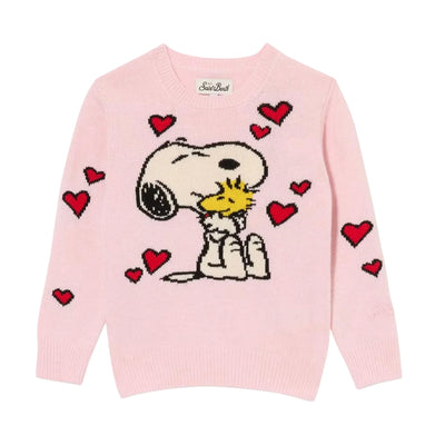 Maglia Junior Rosa, girocollo con stampa Peanuts love