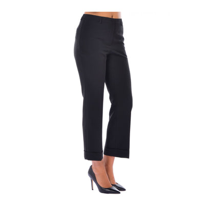 Pantalone Donna a tinta unita, con vita alta e balza sul fondo