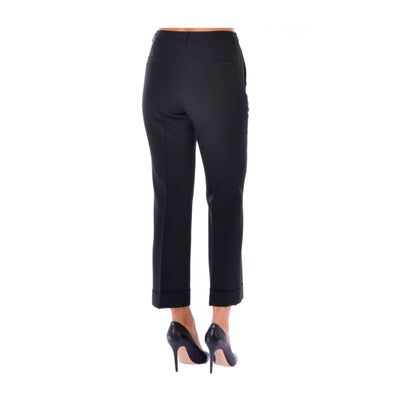 Pantalone Donna a tinta unita, con vita alta e balza sul fondo