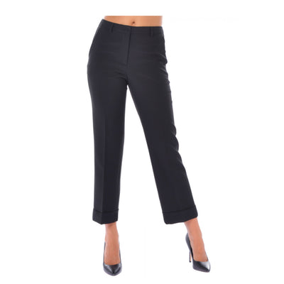 Pantalone Donna a tinta unita, con vita alta e balza sul fondo