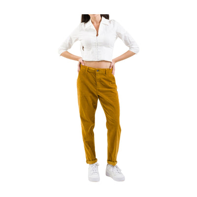 Pantalone Donna modello chino in velluto a costine