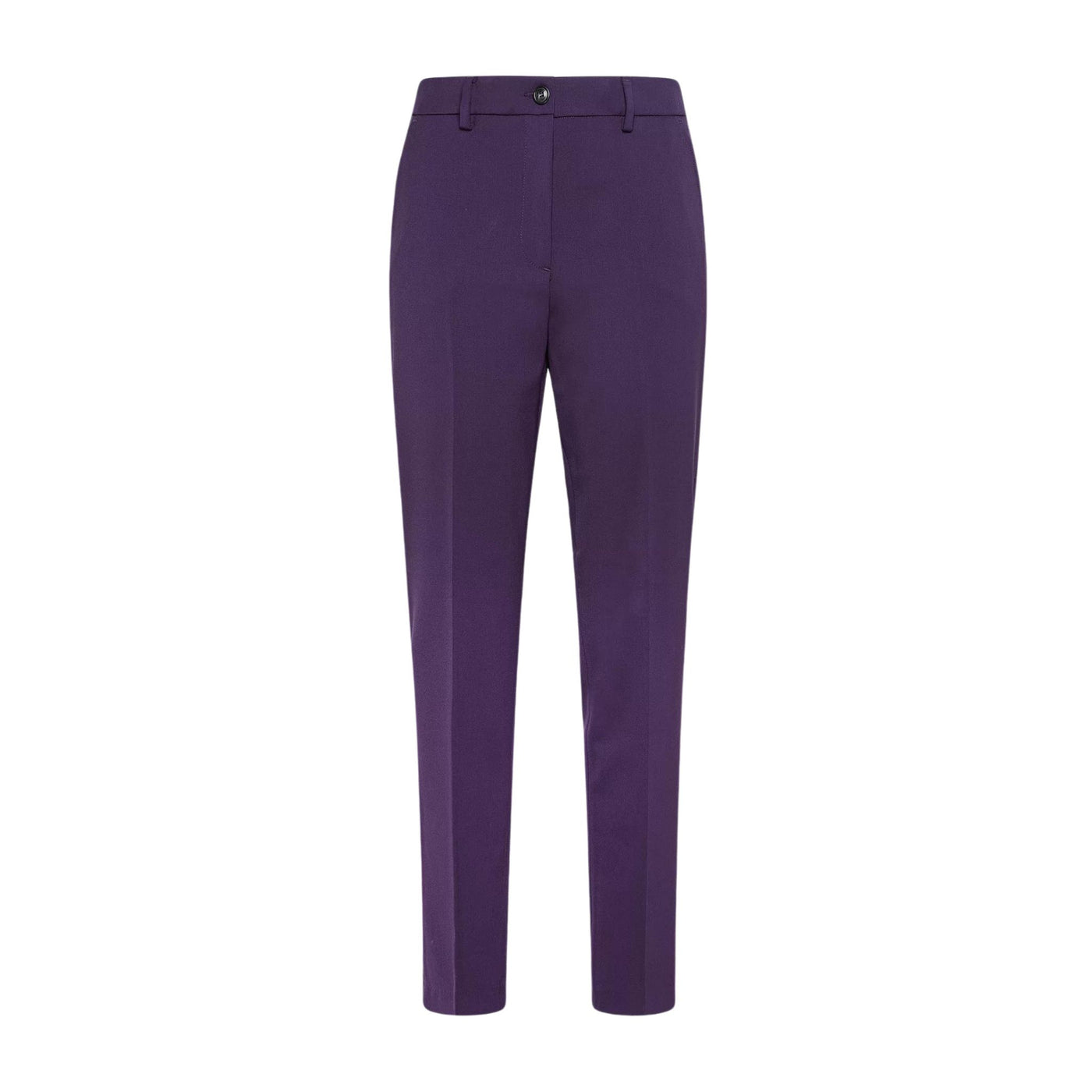 Pantalone Donna in misto lana Viola, con zip e bottone