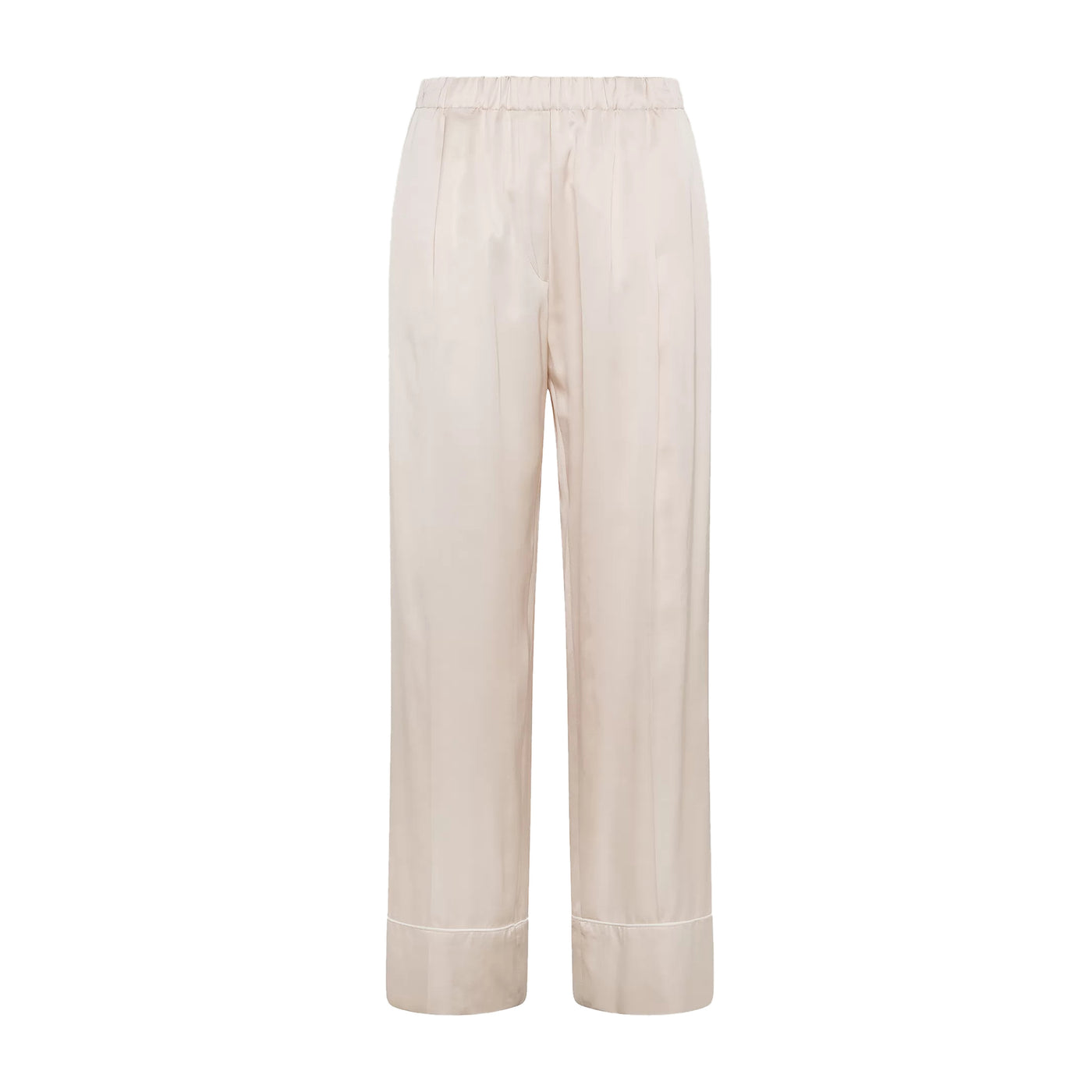 Pantalone in viscosa con gamba larga colore Beige