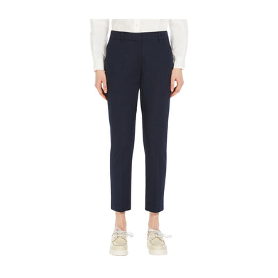 Pantalone Donna Blu in cotone elasticizzato con zip e gancetto 