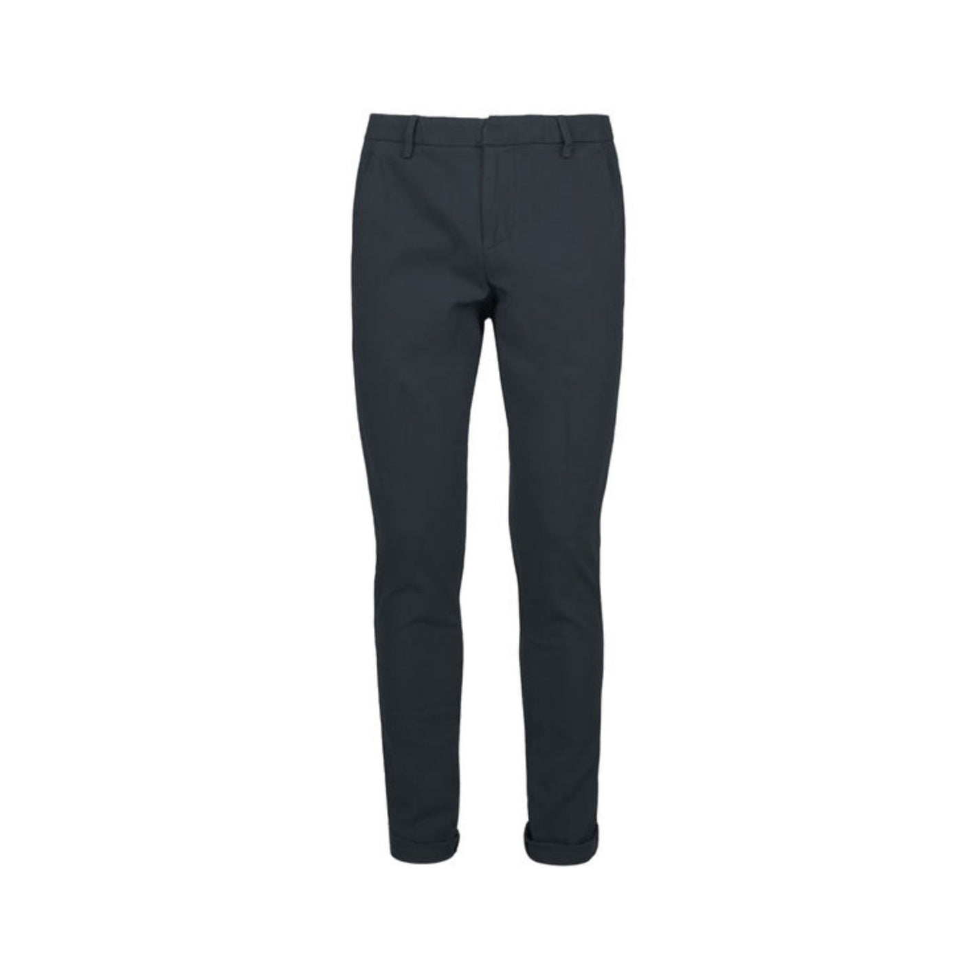Pantalone in cotone elastan con tasche, chiusura con zip e bottone e passanti per cintura