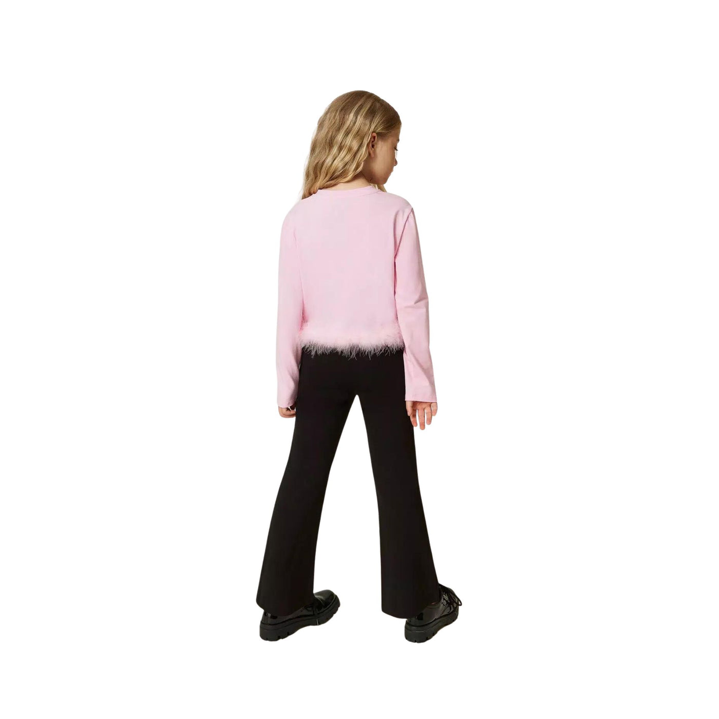 Pantalone da bambina nero firmato Twinset vista retro su modella