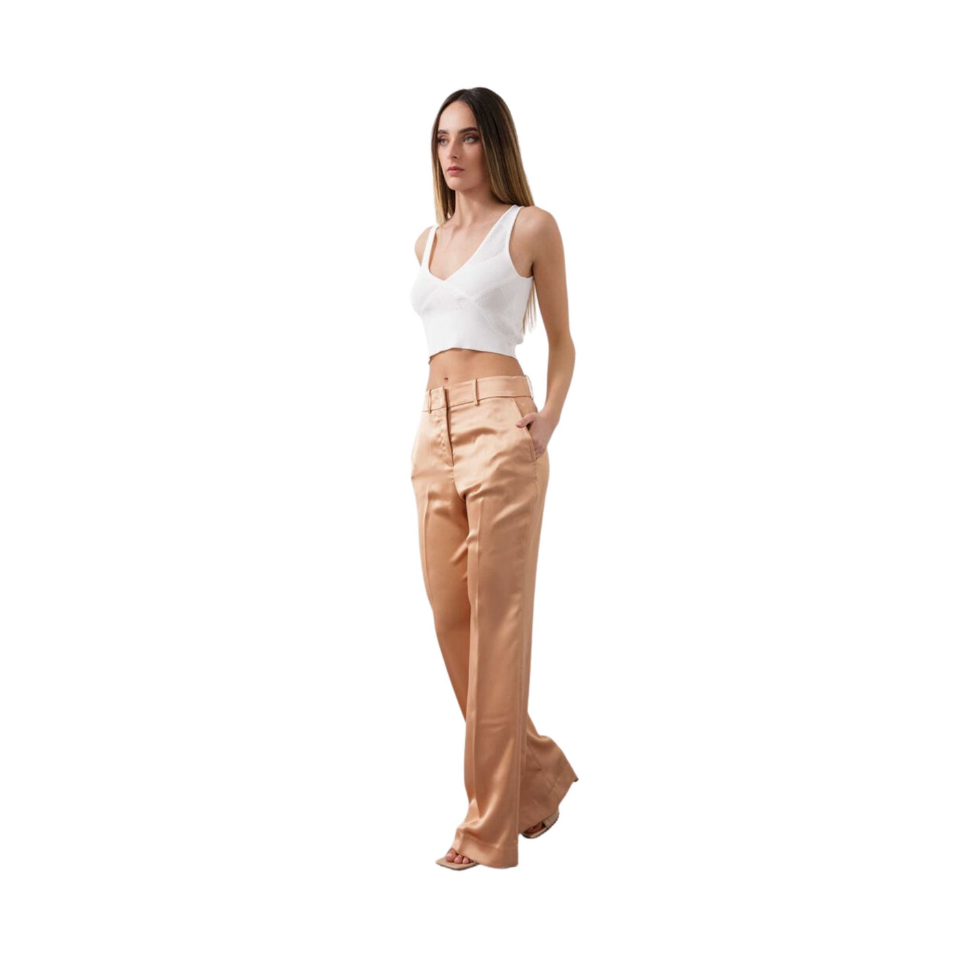 Pantalone Donna rasato con fondo ampio