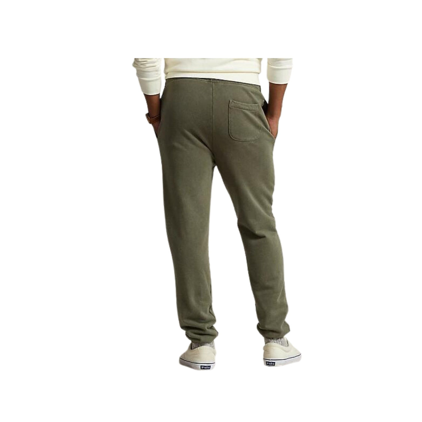 Pantalone da uomo verde vista retro su modello