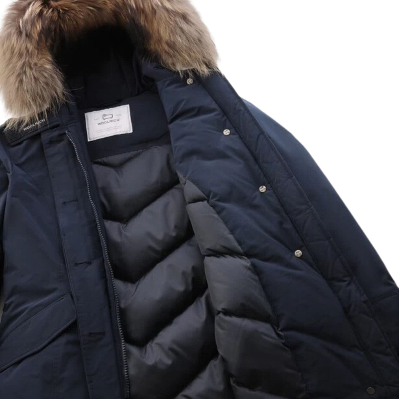 Blue women's parka with fur Woolrich Old England Store