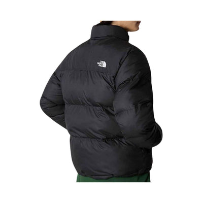 Piumino Uomo Nero con logo bianco modello retro