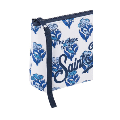 Pochette Donna Bianca con maxi logo frontale e fiori blu