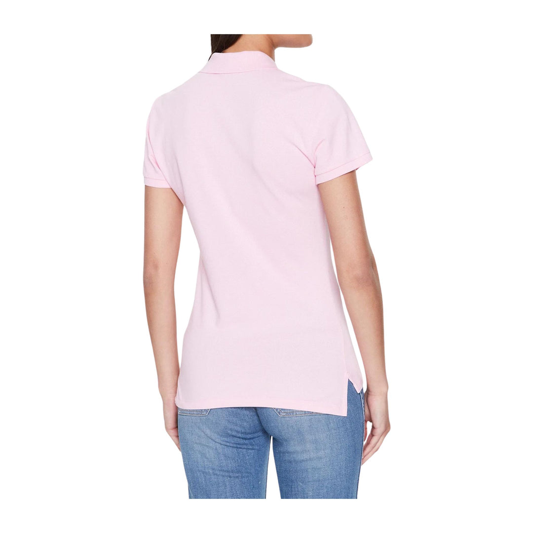 Women's pink five-button polo shirt