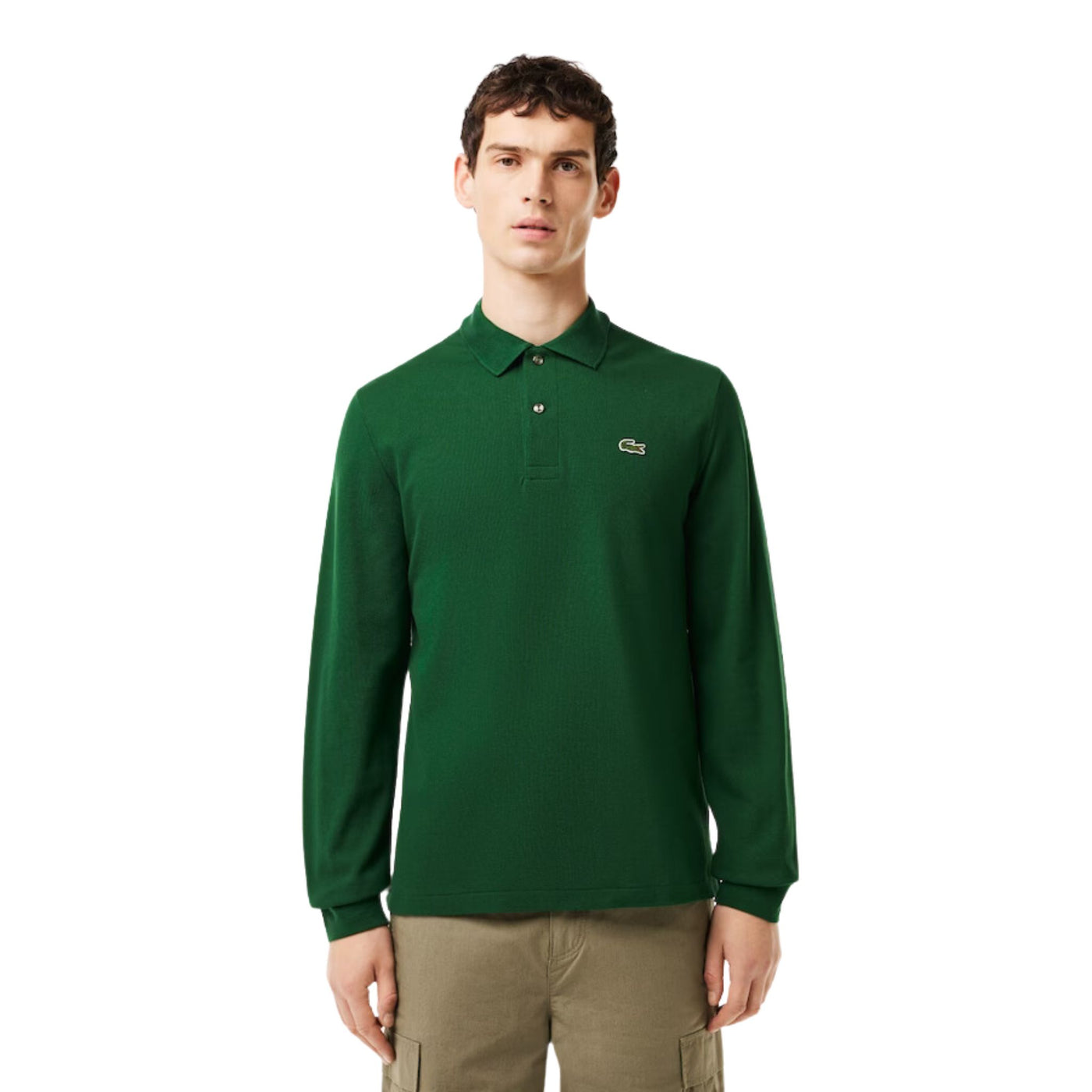 Polo Uomo a maniche lunghe Verde Lacoste Old England