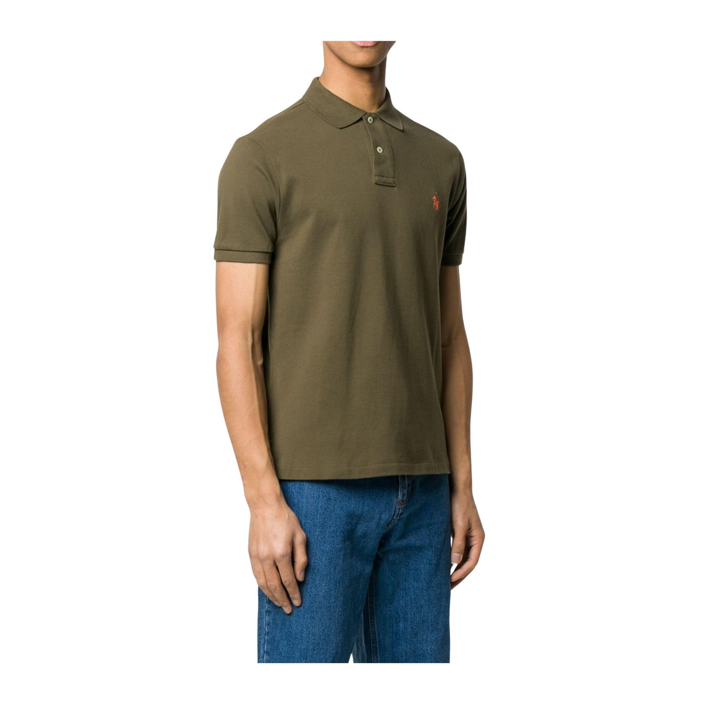 Breathable dark green men's polo shirt