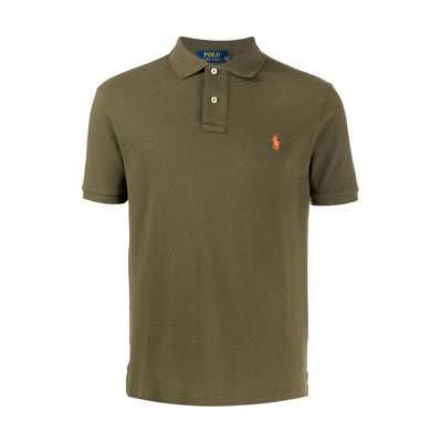 Breathable dark green men's polo shirt