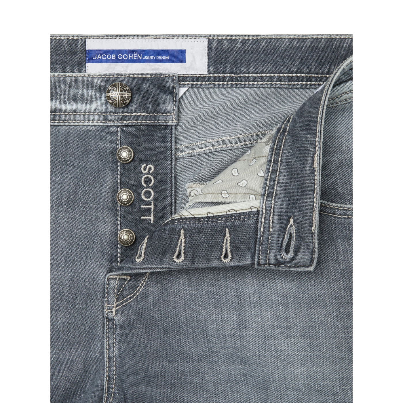Jeans Uomo Scott Slim carrot Grigio dettaglio bottoni