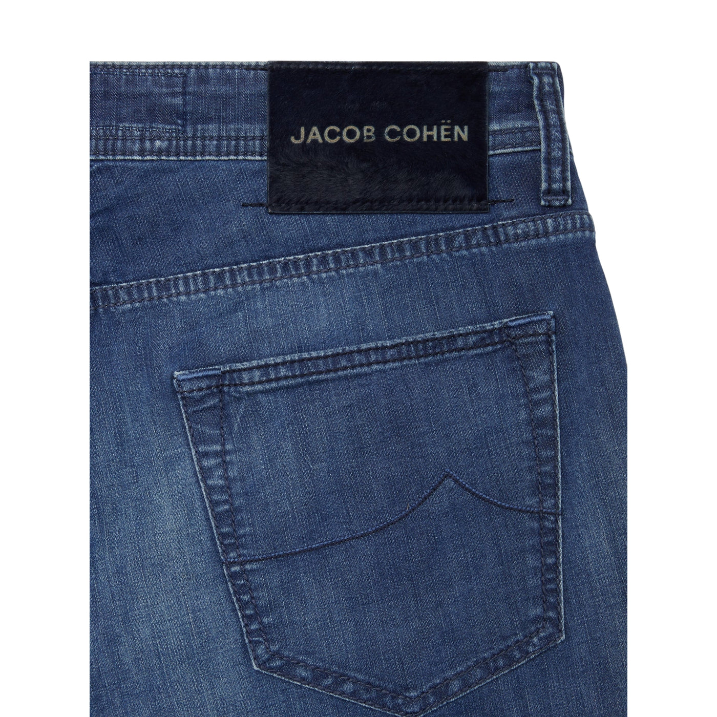 Jeans Uomo Nick in denim power stretch blu scuro dettaglio retro