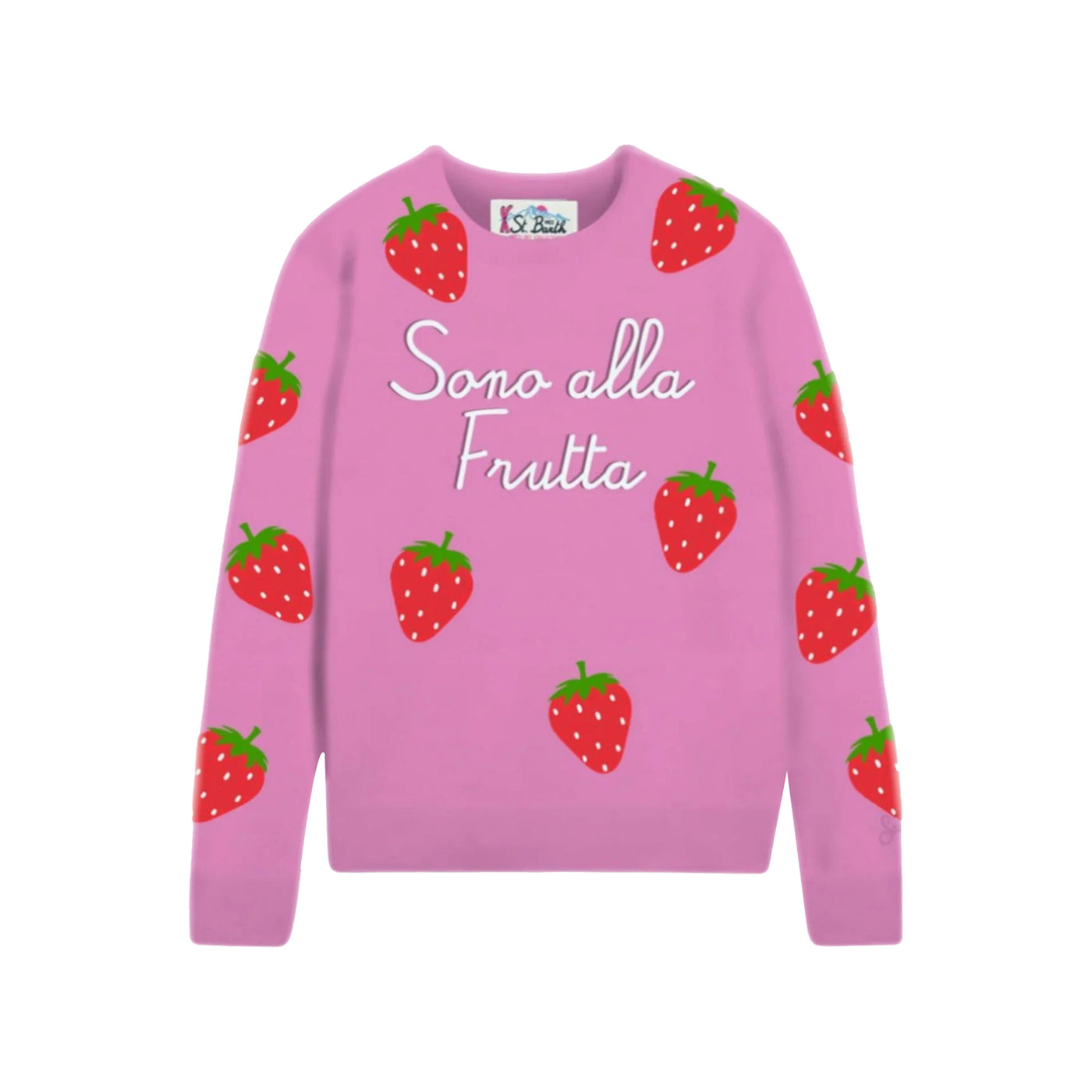 Maglia Donna Rosa con fantasia fragole all over