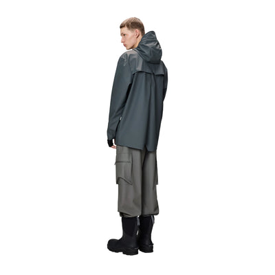 Impermeabile Unisex Jacket con bottoni Blu modello retro