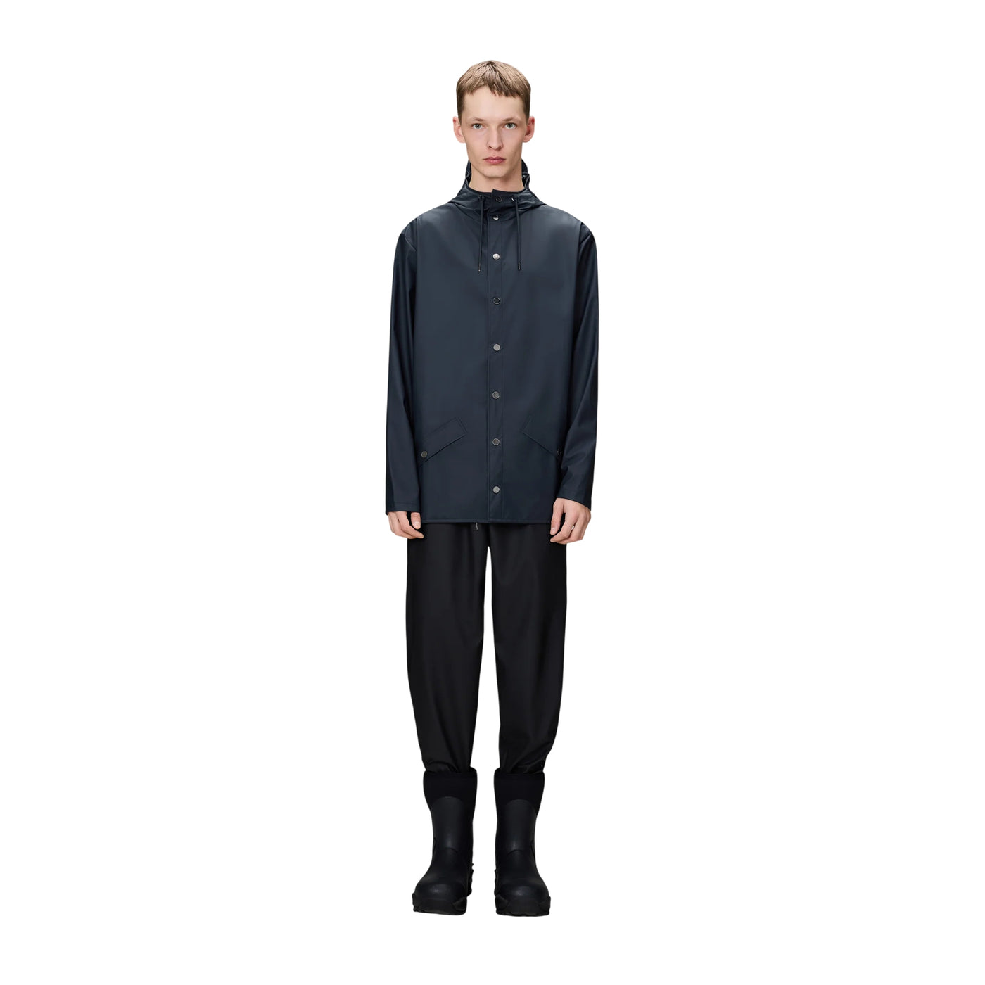 Impermeabile Unisex Jacket con bottoni  Navy modello frontale