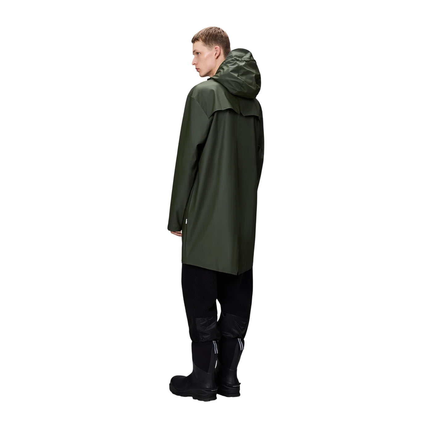 Impermeabile Unisex Lungo tinta unita verde scuro modello retro