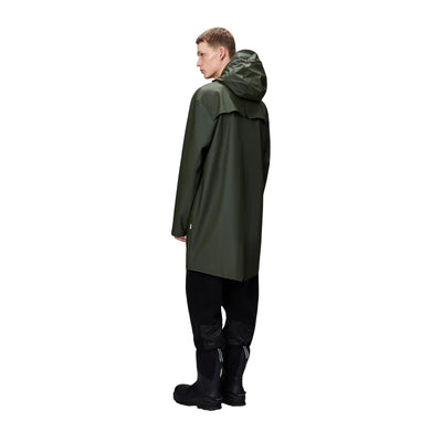 Impermeabile Unisex Lungo tinta unita verde scuro modello retro