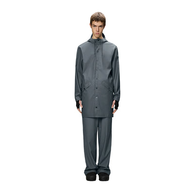 Impermeabile Unisex Lungo tinta unita blu modello frontale
