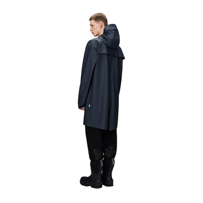 Impermeabile Unisex Lungo tinta unita navy modello retro