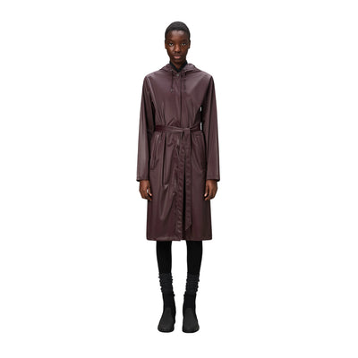 impermeabile Donna trapezoidale con cinta Bordeaux modella frontale