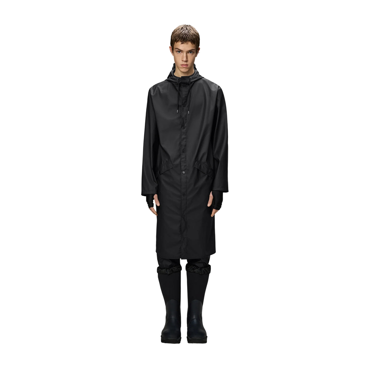 Giubbotto lungo Unisex impermeabile Nero modello frontale
