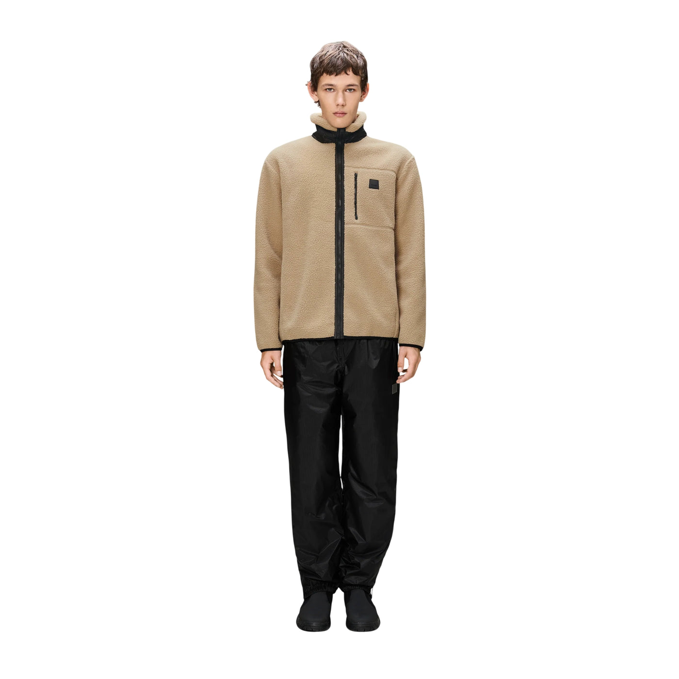 Giubbotto Unisex in pile con zip Beige modello frontale