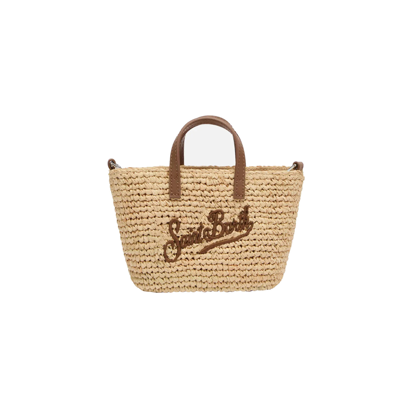 Mini Borsa Raffia City Beige con manici in pelle