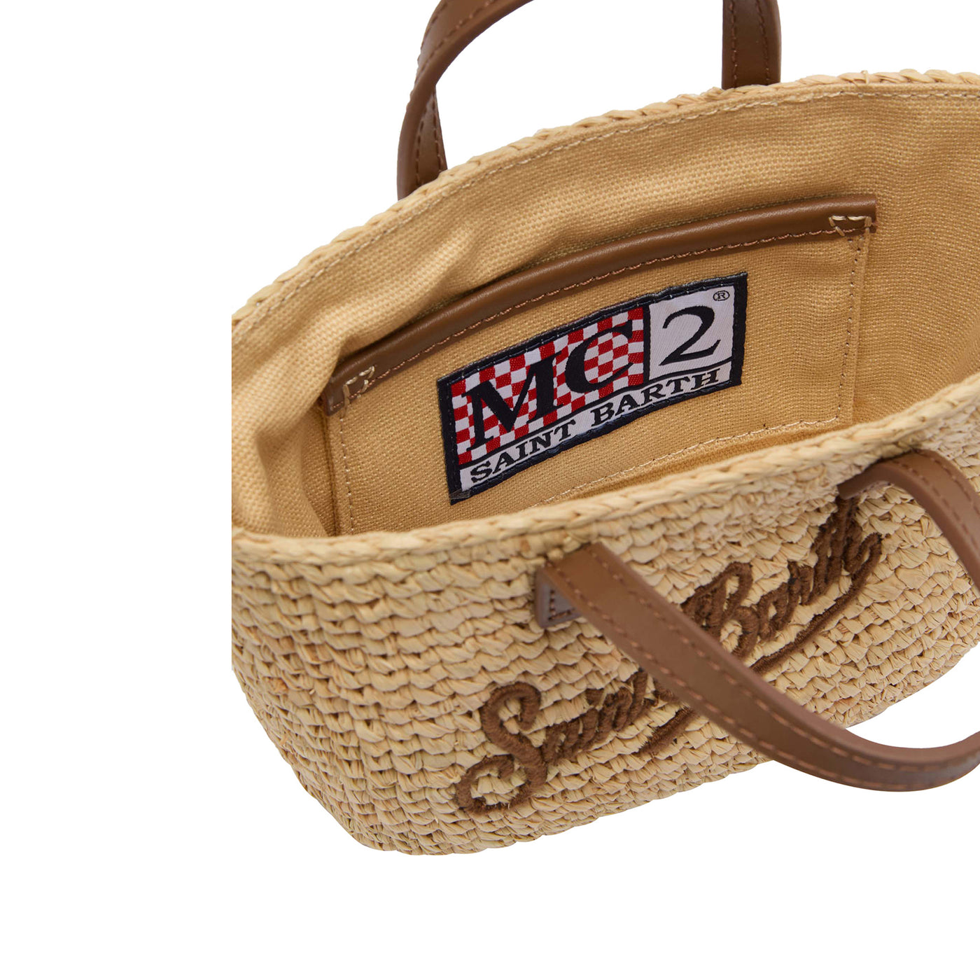 Mini Borsa Raffia City Beige con manici in pelle interno