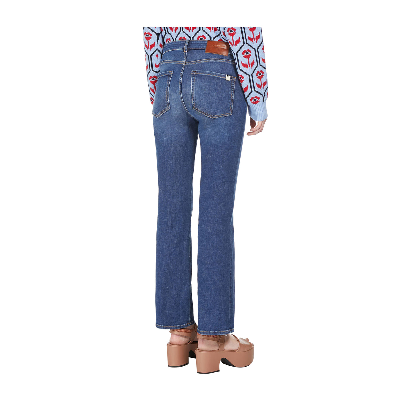 Jeans Donna Cropped in Denim comfort  modella retro