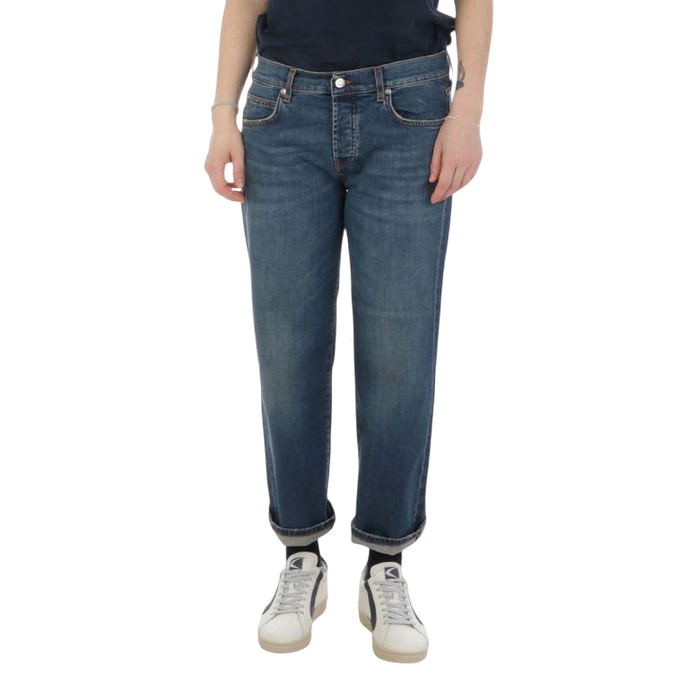 Jeans Uomo in denim di cotone, dal fit boyfriend