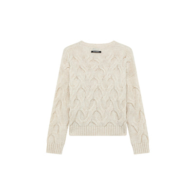 Maglione Donna Multicable in misto alpaca Bianco retro