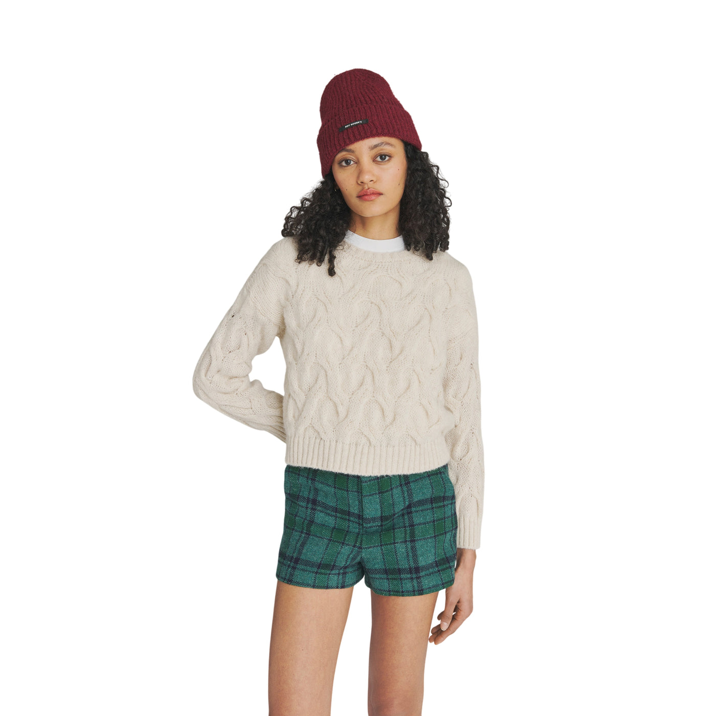 Maglione Donna Multicable in misto alpaca Bianco modella frontale
