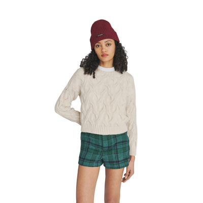 Maglione Donna Multicable in misto alpaca Bianco modella frontale